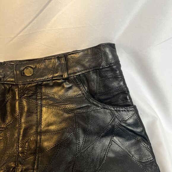 Black Leather Shorts Size 12 Giovanni Navarre Vintage 2002 Italian Stone NOS NWT - Picture 6 of 9